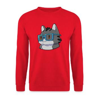  Mathe Katze Nerd - Unisex Pullover - Rot - Vorne - Alina (178cm) & Michal (187cm)