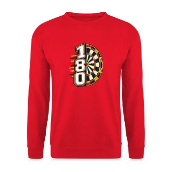 180 Dartboard Kraftgrafik - Unisex Pullover - Rot - Vorne - Alina (178cm) & Michal (187cm)