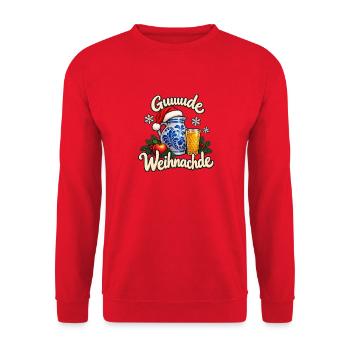 Weihnachtliches  Frankfurter Apfelwein Gude - Unisex Pullover - Rot - Vorne - Alina (178cm) & Michal (187cm)