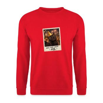 New Year Same Me Schwarze Katze Silvester - Unisex Pullover - Rot - Vorne - Alina (178cm) & Michal (187cm)