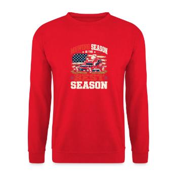 Mowing Season Zero Turn Rasenmäher USA Flagge - Unisex Pullover - Rot - Vorne - Alina (178cm) & Michal (187cm)