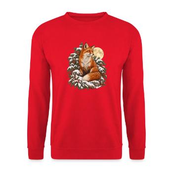 Fuchs im Winterwald - Unisex Pullover - Rot - Vorne - Alina (178cm) & Michal (187cm)
