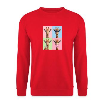 Giraffen Giraffe - Unisex Pullover - Rot - Vorne - Alina (178cm) & Michal (187cm)