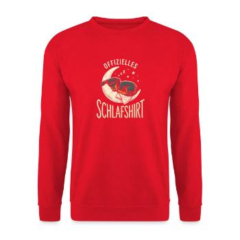 Dackel Offiziell Müde Schlafender Hund Auf Kissen - Unisex Pullover - Rot - Vorne - Alina (178cm) & Michal (187cm)