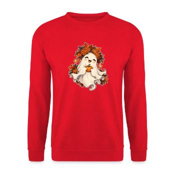 Geist mit Blumenkranz - Unisex Pullover - Rot - Vorne - Alina (178cm) & Michal (187cm)