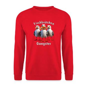 Möven Fischbrötchen Diebe - Unisex Pullover - Rot - Vorne - Alina (178cm) & Michal (187cm)