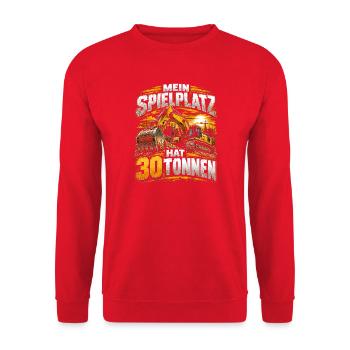 Baustellen Gigant 30 Tonnen Bagger - Unisex Pullover - Rot - Vorne - Alina (178cm) & Michal (187cm)
