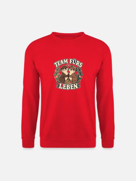 Team fürs Leben – Otter Hochzeit Paar - Unisex Pullover - Rot