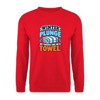 Winter Sprung Kaltwasser-challenge Schwimmfinisher - Unisex Pullover - Rot - Vorne - Alina (178cm) & Michal (187cm)