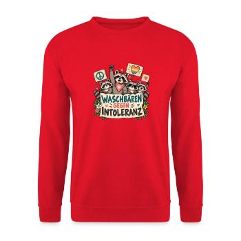 WASCHBÄREN GEGEN INTOLERANZ - Unisex Pullover - Rot - Vorne - Alina (178cm) & Michal (187cm)