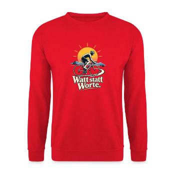 Rennradfahrer Radsport Training Watt statt Worte - Unisex Pullover - Rot - Vorne - Alina (178cm) & Michal (187cm)