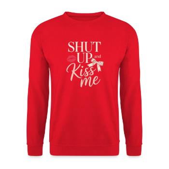 Shut Up And Kiss Me Küss Mich Einfach Valentinstag - Unisex Pullover - Rot - Vorne - Alina (178cm) & Michal (187cm)
