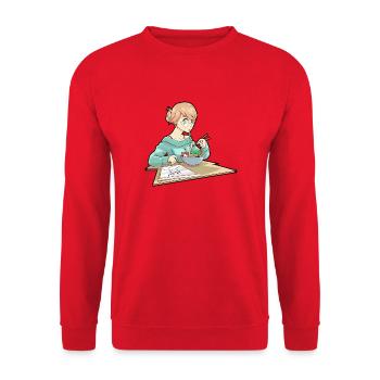 Ramen Anime - Unisex Pullover - Rot - Vorne - Alina (178cm) & Michal (187cm)