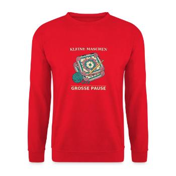 Häkeln Kleine Maschen Große Pause - Unisex Pullover - Rot - Vorne - Alina (178cm) & Michal (187cm)