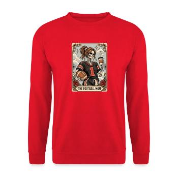 Die Football-Mama – Cheer Mom Spieltag-Sideline-Fan - Unisex Pullover - Rot - Vorne - Alina (178cm) & Michal (187cm)