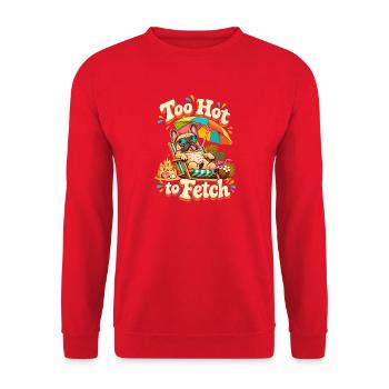 Too Hot To Fetch Französische Bulldogge Am Strand - Unisex Pullover - Rot - Vorne - Alina (178cm) & Michal (187cm)