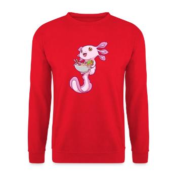 Axolotl Ramen - Unisex Pullover - Rot - Vorne - Alina (178cm) & Michal (187cm)