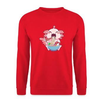Axolotl Ramen - Unisex Pullover - Rot - Vorne - Alina (178cm) & Michal (187cm)