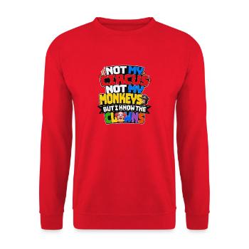Not My Circus Not My Monkeys Clowns - Unisex Pullover - Rot - Vorne - Alina (178cm) & Michal (187cm)