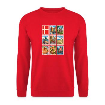 Dänemark Briefmarken - Unisex Pullover - Rot - Vorne - Alina (178cm) & Michal (187cm)
