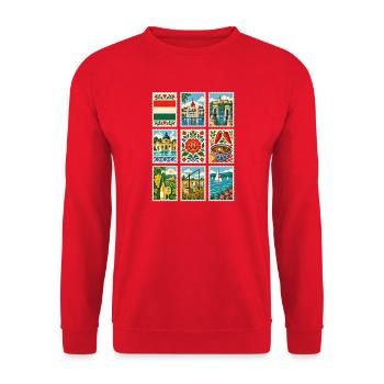 Ungarn Briefmarken - Unisex Pullover - Rot - Vorne - Alina (178cm) & Michal (187cm)