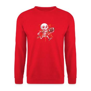 Spooky American Football Skeleton - Unisex Pullover - Rot - Vorne - Alina (178cm) & Michal (187cm)