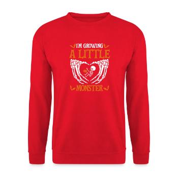 Funny Halloween Pumpkin Pregnancy - Unisex Pullover - Rot - Vorne - Alina (178cm) & Michal (187cm)