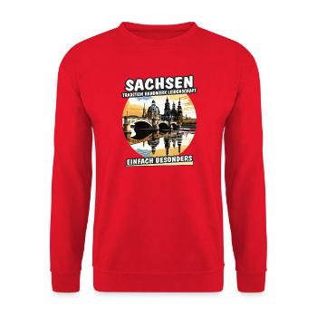 sachsen_dresden - Unisex Pullover - Rot - Vorne - Alina (178cm) & Michal (187cm)