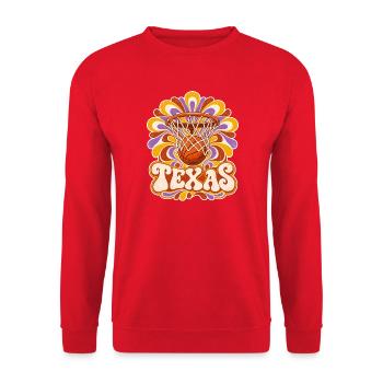 Texas Basketball Psychedelischer Stil - Unisex Pullover - Rot - Vorne - Alina (178cm) & Michal (187cm)