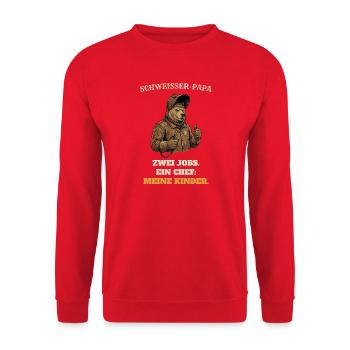 Schweißer Papa - Zwei Jobs, ein Chef - Unisex Pullover - Rot - Vorne - Alina (178cm) & Michal (187cm)