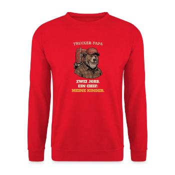 Lkw-Fahrer Papa - Zwei Jobs, ein Chef - Unisex Pullover - Rot - Vorne - Alina (178cm) & Michal (187cm)