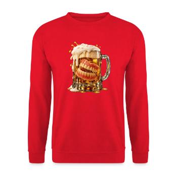 Bier, das lacht. - Unisex Pullover - Rot - Vorne - Alina (178cm) & Michal (187cm)