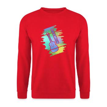 Jaymon als Gitarrenspielen - Unisex Pullover - Rot - Vorne - Alina (178cm) & Michal (187cm)