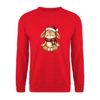 Meditatives Hasen-Weihnachten - Unisex Pullover - Rot - Vorne - Alina (178cm) & Michal (187cm)