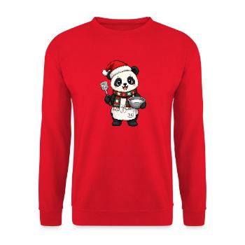 Panda backt Weihnachtsplätzchen - Unisex Pullover - Rot - Vorne - Alina (178cm) & Michal (187cm)