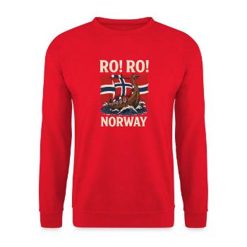 RO RO NORWAY Wikinger Langschiff Norwegen Flagge - Unisex Pullover - Rot - Vorne - Alina (178cm) & Michal (187cm)