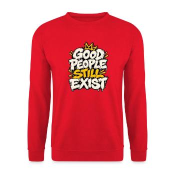Gute Menschen existieren – Graffiti Stil - Unisex Pullover - Rot - Vorne - Alina (178cm) & Michal (187cm)