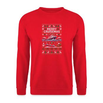 Fröhliche Kreuzfahrten! Lustiger Weihnachtspullove - Unisex Pullover - Rot - Vorne - Alina (178cm) & Michal (187cm)
