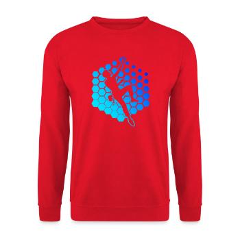 Geschenkidee für einen Kletterer mit Sportklettern - Unisex Pullover - Rot - Vorne - Alina (178cm) & Michal (187cm)