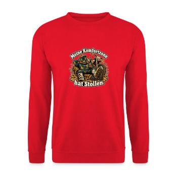 Motocross Enduro Offroad Motorradfahrer Stollen - Unisex Pullover - Rot - Vorne - Alina (178cm) & Michal (187cm)