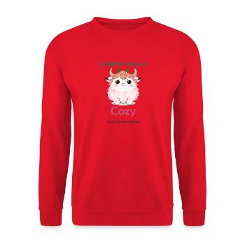 Aktuelle Moo-d Cozy Cow - Unisex Pullover - Rot - Vorne - Alina (178cm) & Michal (187cm)