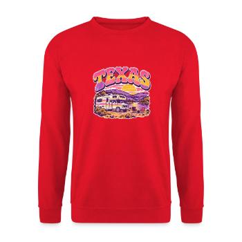 Texas Sonnenuntergang RV Vintage - Unisex Pullover - Rot - Vorne - Alina (178cm) & Michal (187cm)