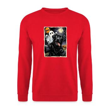 Schwarzer Labrador Geist-Selfie – Halloween-Labrador-Mama Papa - Unisex Pullover - Rot - Vorne - Alina (178cm) & Michal (187cm)
