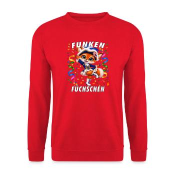 Funken-Füchschen - Unisex Pullover - Rot - Vorne - Alina (178cm) & Michal (187cm)