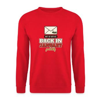 Nicht im Amt: Wahrscheinlich im Januar - Unisex Pullover - Rot - Vorne - Alina (178cm) & Michal (187cm)