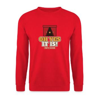 Oh ja, das ist es! Panto-Saison - Unisex Pullover - Rot - Vorne - Alina (178cm) & Michal (187cm)