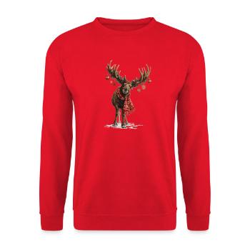 Weihnachtsrentier-Nordische Winterdesign - Unisex Pullover - Rot - Vorne - Alina (178cm) & Michal (187cm)