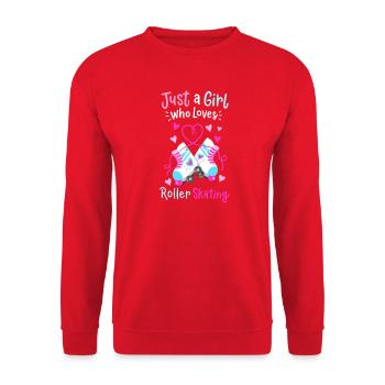 Roller Skating Spruch - Unisex Pullover - Rot - Vorne - Alina (178cm) & Michal (187cm)