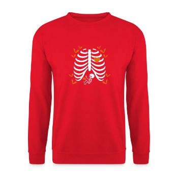 Funny Halloween Pumpkin Pregnancy - Unisex Pullover - Rot - Vorne - Alina (178cm) & Michal (187cm)