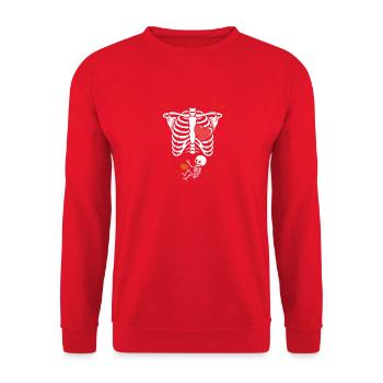 Funny Halloween Pumpkin Pregnancy - Unisex Pullover - Rot - Vorne - Alina (178cm) & Michal (187cm)